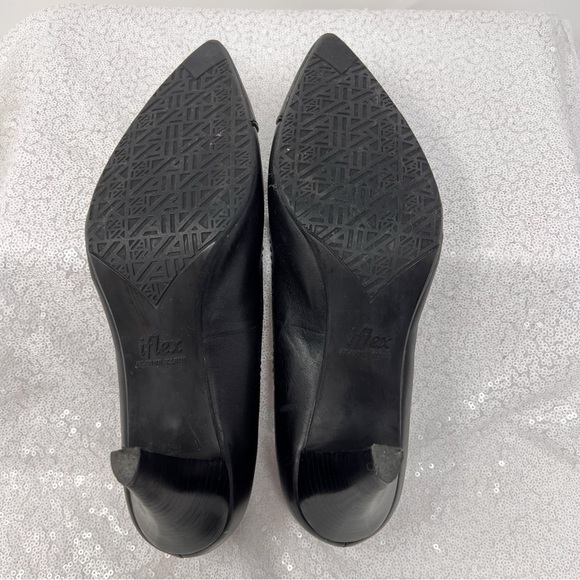 Anne Klein lflex black Lointed  toes leather heels - Picture 6 of 10